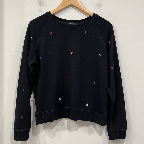 Rails Theo Star Sweatshirt Top Embroidered Black size S - Picture 2 of 11